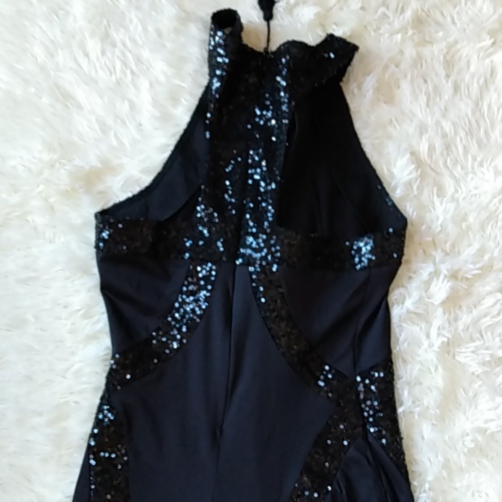 Black formal black beaded mermaid gown